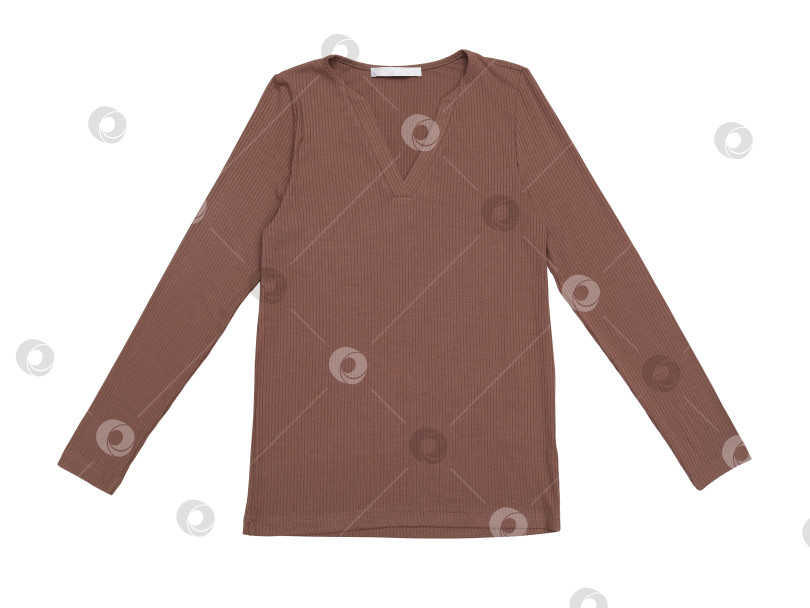 Скачать Длинный утепленный рукав кофейного цвета, выделяющийся на белом фоне, вид спереди фотосток Ozero