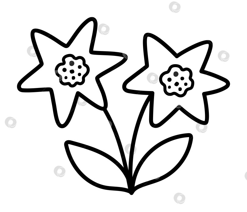 Скачать Векторный значок линии нарцисса. Иллюстрация первого цветущего растения. Картинка-раскраска с нарциссом. Симпатичный черно-белый весенний или пасхальный цветок, выделенный на белом фоне фотосток Ozero