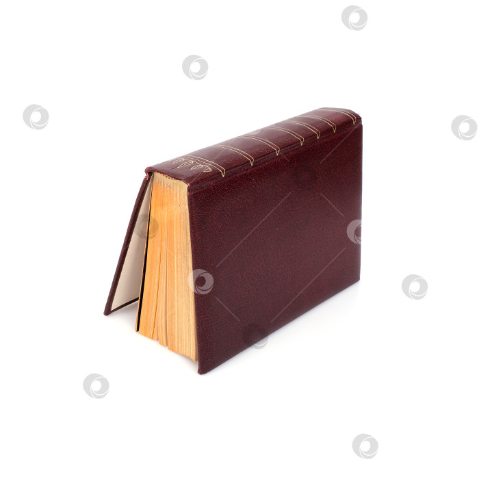 Скачать Книга в коричневой обложке с белыми листами, выделенными на белом фоне фотосток Ozero