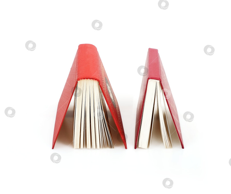 Скачать Стопка книг в цветных обложках с белыми листами, выделяющимися на белом фоне фотосток Ozero