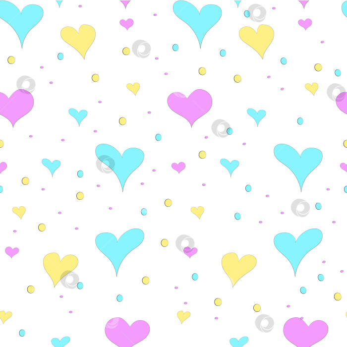 Скачать Минималистичный узор с сердечками в стиле плоских каракулей. Шаблон для открыток, флаеров, упаковки, тканей, веб-сайтов, информационных бюллетеней и постов в социальных сетях. фотосток Ozero