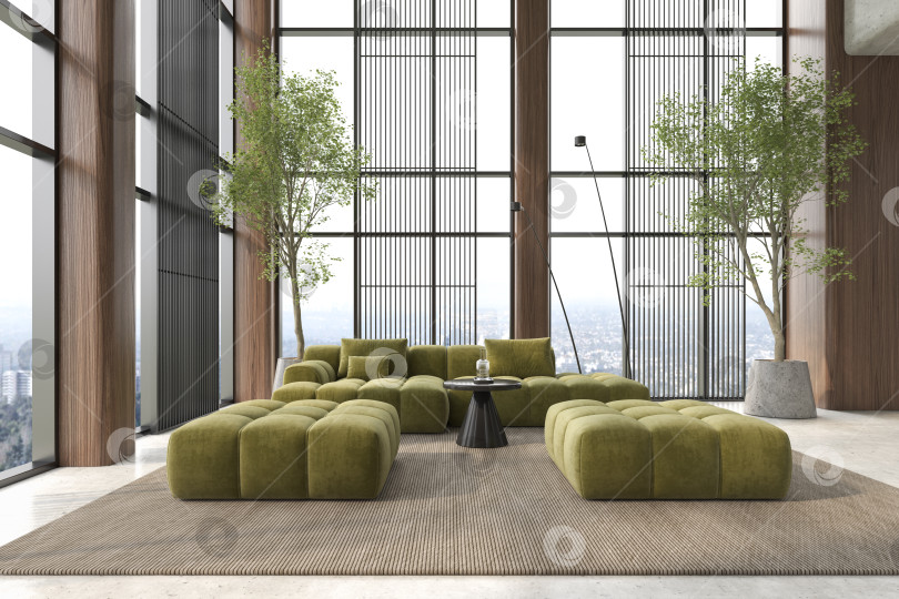 Скачать Концептуальный интерьер приемной в современном стиле с 3d-иллюстрацией фотосток Ozero