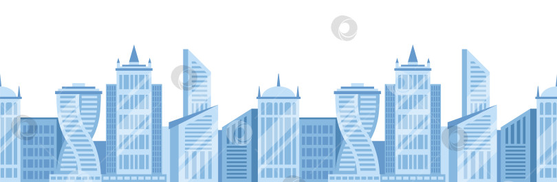 Скачать Городской бесшовный бордюр с повторяющимися элементами городского тротуара - бетонным бордюром, асфальтированной дорогой, тактильным покрытием, дренажными решетками, уличными деревьями и фонарными столбами в плоском векторном стиле фотосток Ozero