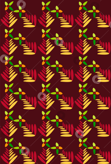 Скачать Поразительный узор из овальных и остроконечных элементов, напоминающих цветы и листья. фотосток Ozero