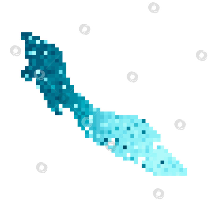 Скачать Векторная изолированная иллюстрация с упрощенным синим силуэтом страны Кюрасао на карте. Пиксельная графика и геометрический стиль. Белый фон фотосток Ozero