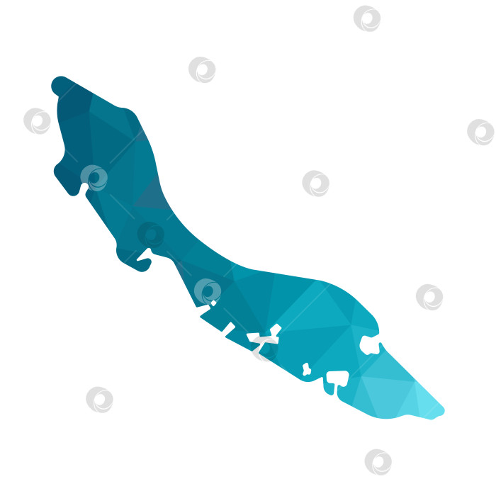 Скачать Векторная изолированная иллюстрация с упрощенным синим силуэтом страны Кюрасао на карте. Многоугольный геометрический стиль. Белый фон фотосток Ozero