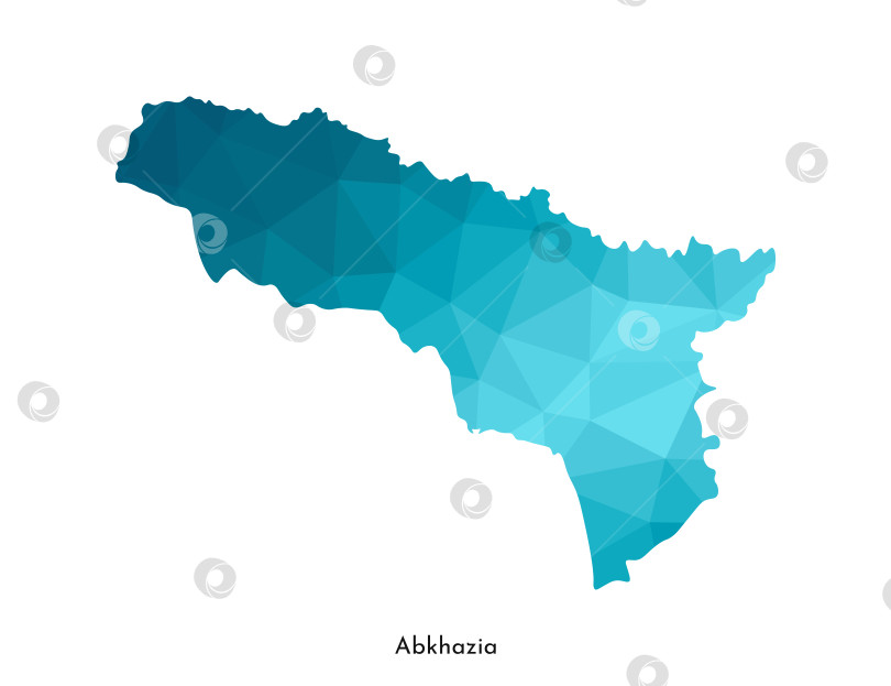 Скачать Векторная изолированная иллюстрация с упрощенным синим силуэтом карты Абхазии. Низкополигональный геометрический стиль. Белый фон фотосток Ozero