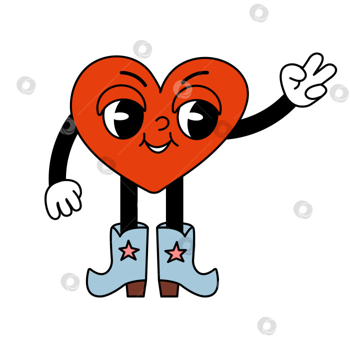 Скачать Мультяшный персонаж с заводным сердцем и Жестом Мира фотосток Ozero