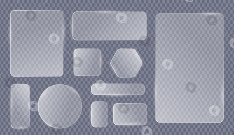 Скачать Набор прозрачных округлых форм Glassmorphism UI фотосток Ozero