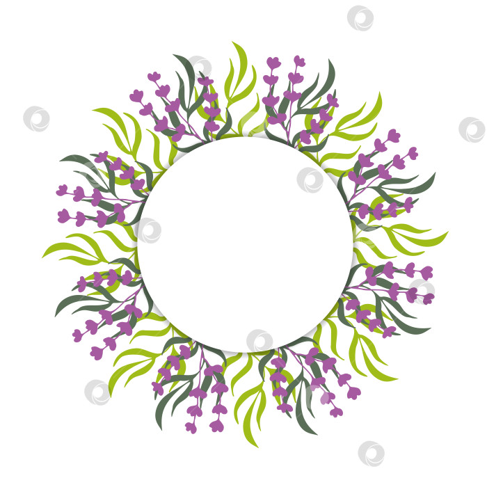 Скачать Рамка из цветных веток и листьев вокруг белого круга. Поздравительная открытка. фотосток Ozero