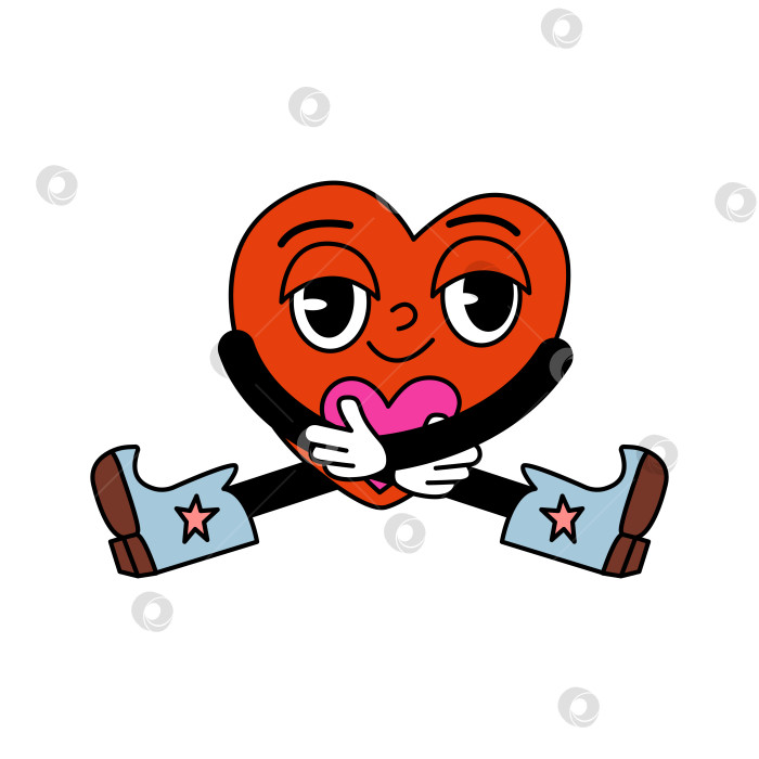 Скачать Забавная иллюстрация мультяшного персонажа с красным сердцем фотосток Ozero