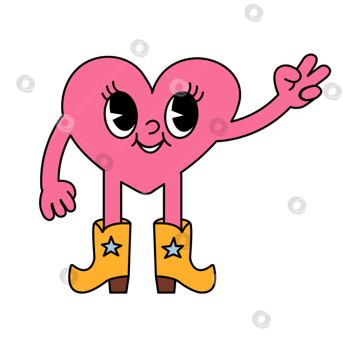 Скачать Забавная иллюстрация мультяшного персонажа в виде розового сердечка фотосток Ozero