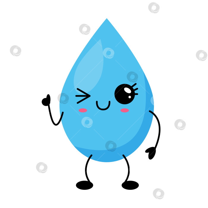 Скачать Милый кавайный персонаж из мультфильма "Капля воды" фотосток Ozero