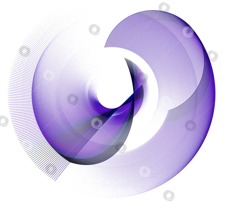 Скачать Абстрактный пропеллер в фиолетовую полоску с изогнутыми многослойными лопастями на белом фоне. Набор. Иконка, логотип, символ, вывеска. 3D-рендеринг. 3D-иллюстрация. фотосток Ozero
