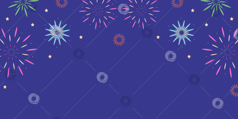 Скачать Фон с фейерверками на фоне ночного неба с пространством для текста. Векторная рисованная иллюстрация для ваших проектов. фотосток Ozero