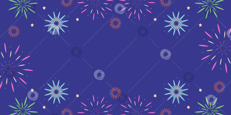 Скачать Фон фейерверка на фоне ночного неба с овальным пространством для текста. Векторная рисованная иллюстрация для ваших проектов. фотосток Ozero