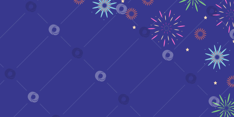 Скачать Фон с фейерверком в правом верхнем углу на фоне ночного неба. Векторная рисованная иллюстрация для ваших проектов. фотосток Ozero