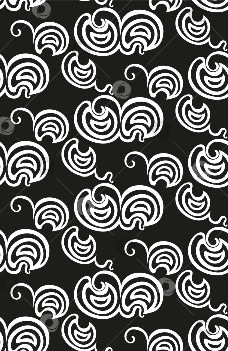 Скачать На черном фоне - белые закрученные фигуры в стиле ар-нуво. фотосток Ozero