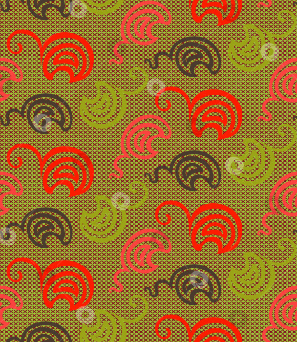 Скачать На сетчатом фоне абстрактные гладкие цветные фигуры образуют бесшовный векторный узор для текстиля, веб-сайтов. фотосток Ozero