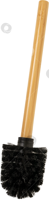 Скачать Экологичная щетка для унитаза с бамбуковой ручкой - Чистящее средство для домашней гигиены в минималистичном черном дизайне фотосток Ozero