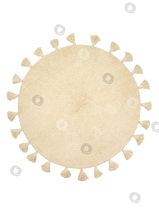 Скачать Круглый ковер из натурального хлопка, отделанный кисточками фотосток Ozero
