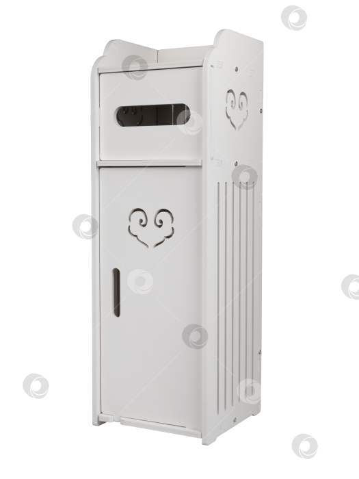 Скачать Компактная белая провинциальная тумба для ванной комнаты с декоративными вырезами фотосток Ozero