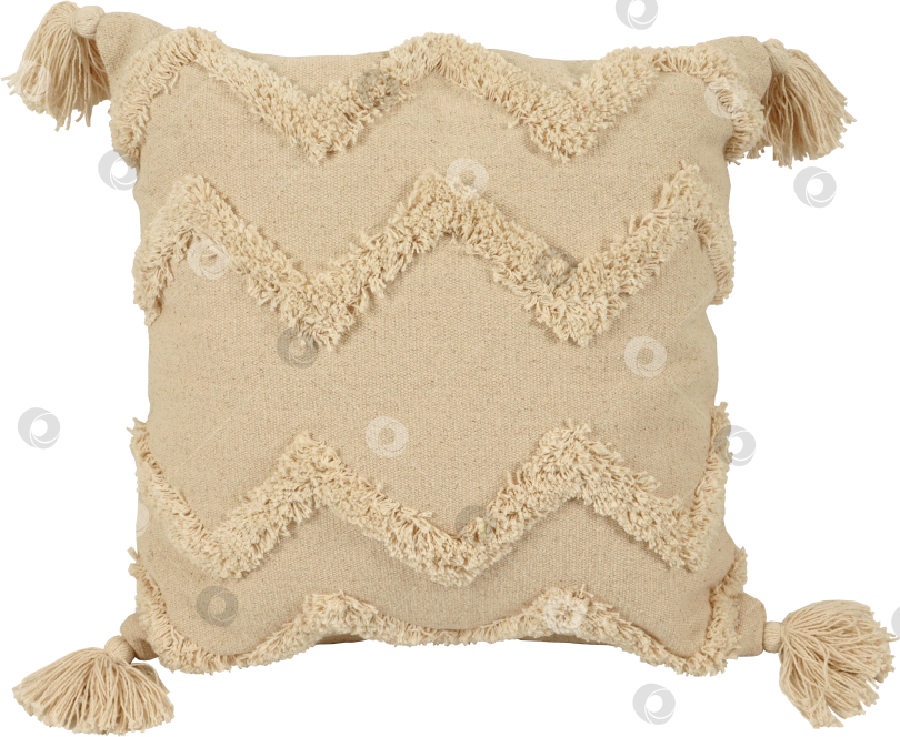 Скачать Бежевая декоративная подушка на белом фоне фотосток Ozero