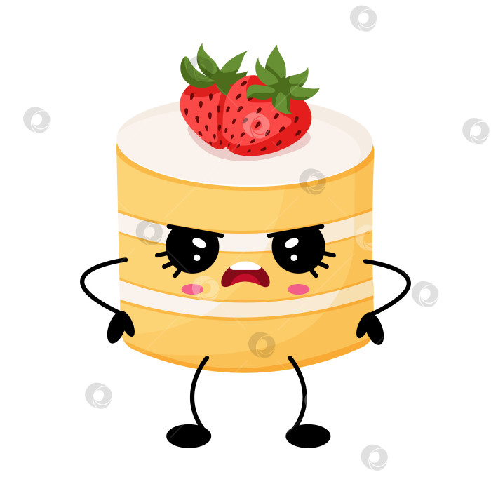 Скачать Злой Кавайный персонаж клубничного торта фотосток Ozero