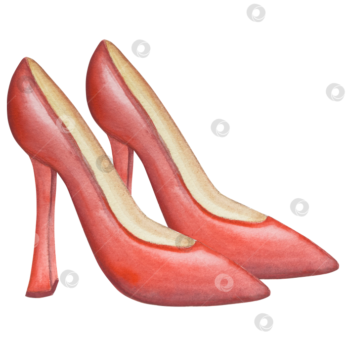 Скачать Набор женских аксессуаров, выполненных акварелью. Косметика, обувь, духи, платье, сумка, солнцезащитные очки, польский клипарт. Для наклеек для ежедневника, текстильных принтов, поделок. фотосток Ozero