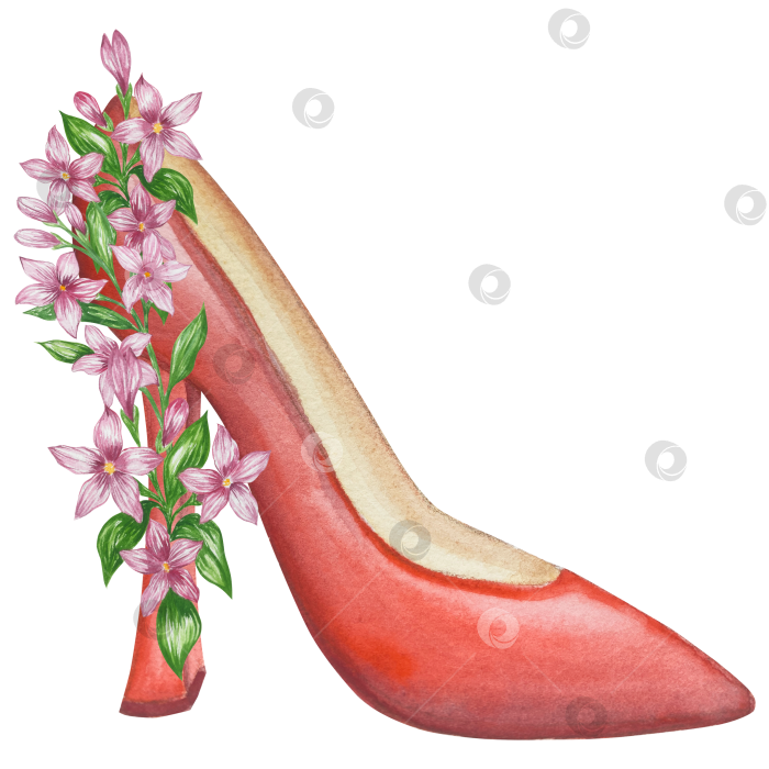 Скачать Набор женских аксессуаров, выполненных акварелью. Косметика, обувь, духи, платье, сумка, солнцезащитные очки, польский клипарт. Для наклеек для ежедневника, текстильных принтов, поделок. фотосток Ozero