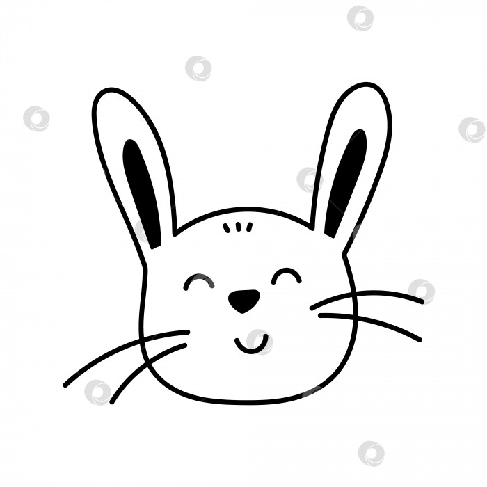 Скачать Милое личико улыбающегося кролика в стиле каракулей фотосток Ozero