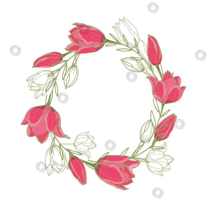 Скачать Милый венок с красными тюльпанами. фотосток Ozero