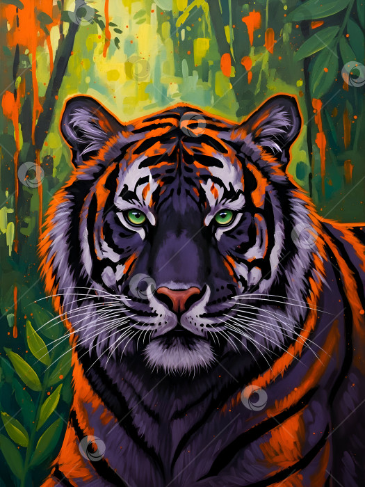 Скачать Портрет тигра в стиле масляной живписи фотосток Ozero