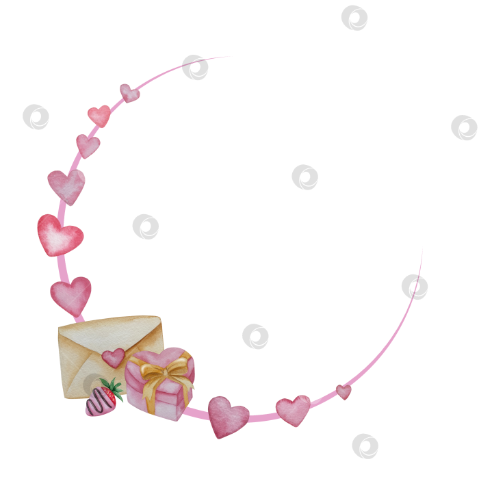 Скачать Большой набор акварельных элементов для оформления дня Святого Валентина. Милые акварельные значки, символ романтики, любви для печати, открыток, плакатов, наклеек фотосток Ozero