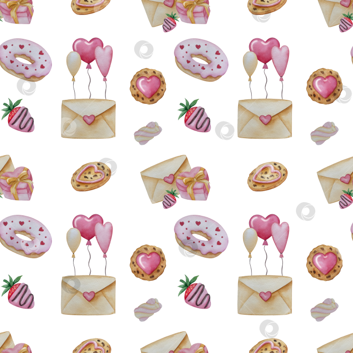 Скачать Большой набор акварельных элементов для оформления дня Святого Валентина. Милые акварельные значки, символ романтики, любви для печати, открыток, плакатов, наклеек фотосток Ozero