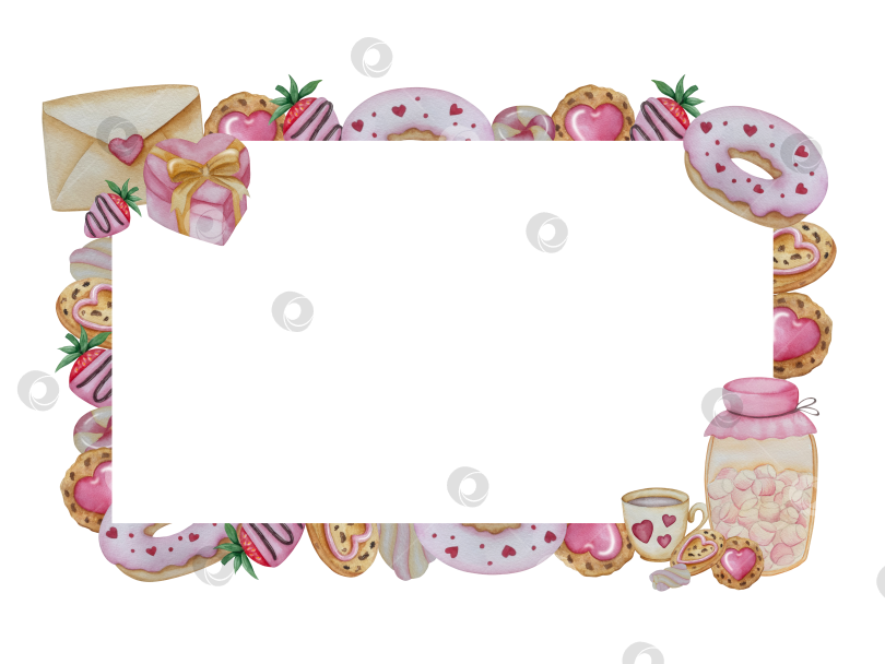 Скачать Большой набор акварельных элементов для оформления дня Святого Валентина. Милые акварельные значки, символ романтики, любви для печати, открыток, плакатов, наклеек фотосток Ozero