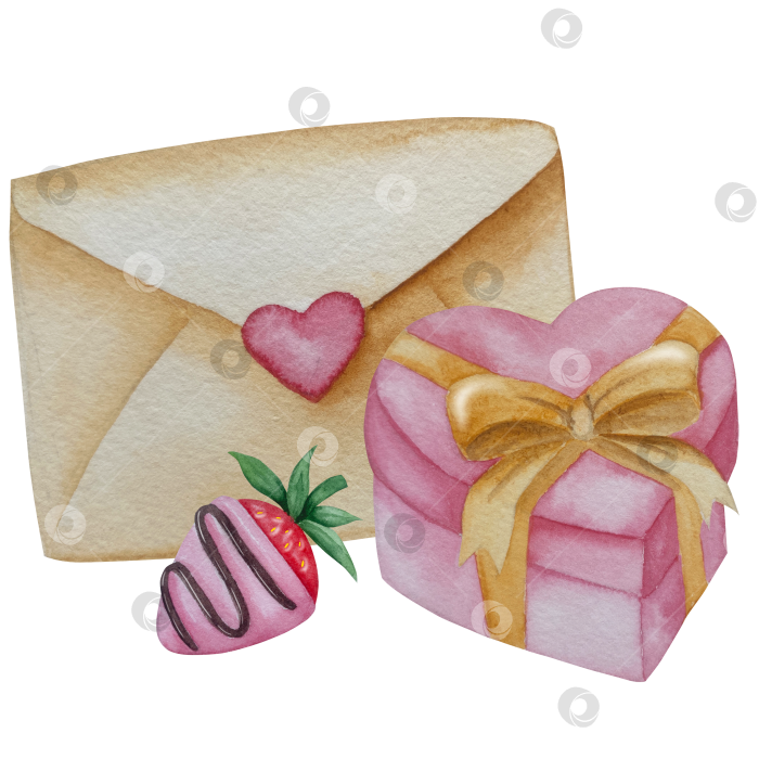 Скачать Большой набор акварельных элементов для оформления дня Святого Валентина. Милые акварельные значки, символ романтики, любви для печати, открыток, плакатов, наклеек фотосток Ozero