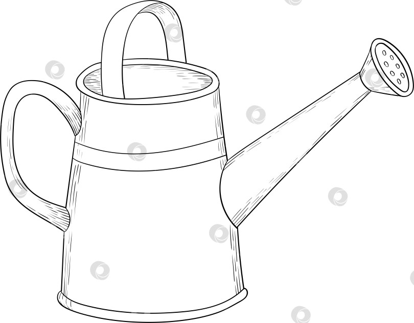 Скачать Черно-белые чернила в векторном стиле иллюстрируют садовые инструменты и принадлежности. Гравюра с весенним настроением для упаковки, открыток и декоративных целей фотосток Ozero