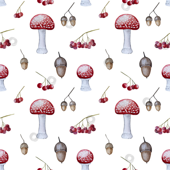 Скачать Ручная роспись акварелью осеннего набора тыкв, желудей, осенних листьев, грибов, ягод рябины, выделенных на белом фоне. Идеально подходит для создания открыток, дизайна. Иллюстрации ко дню благодарения фотосток Ozero