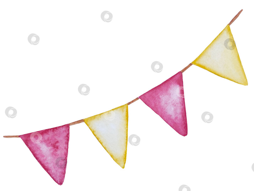 Скачать Набор акварельных иллюстраций для детского праздника с плюшевым мишкой и воздушными шариками для поздравительных открыток на детские праздники, приглашений на детские дни рождения, веб-сайта и упаковки. фотосток Ozero