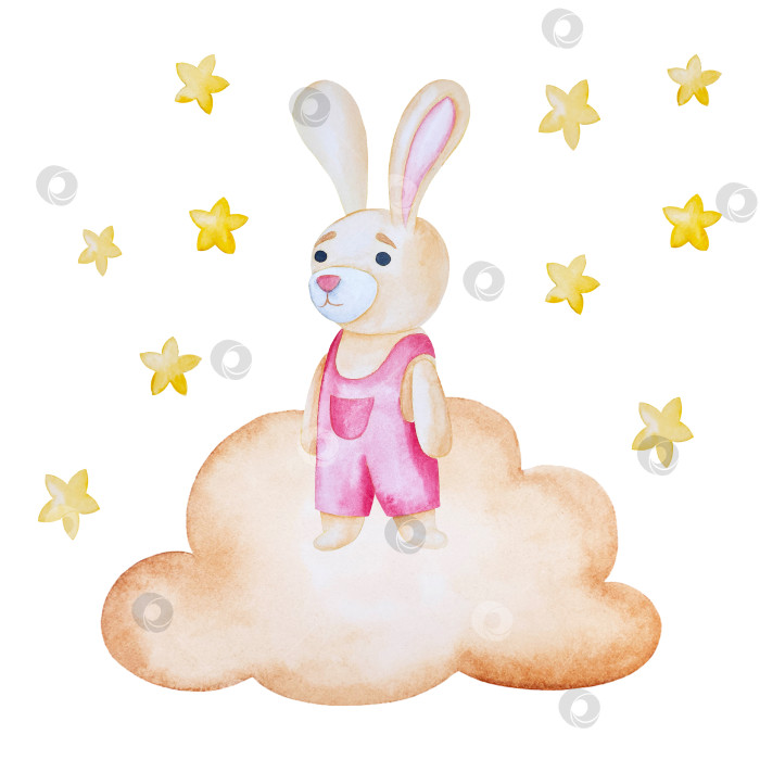 Скачать Набор акварельных иллюстраций для детского праздника с плюшевым мишкой и воздушными шариками для поздравительных открыток на детские праздники, приглашений на детские дни рождения, веб-сайта и упаковки. фотосток Ozero