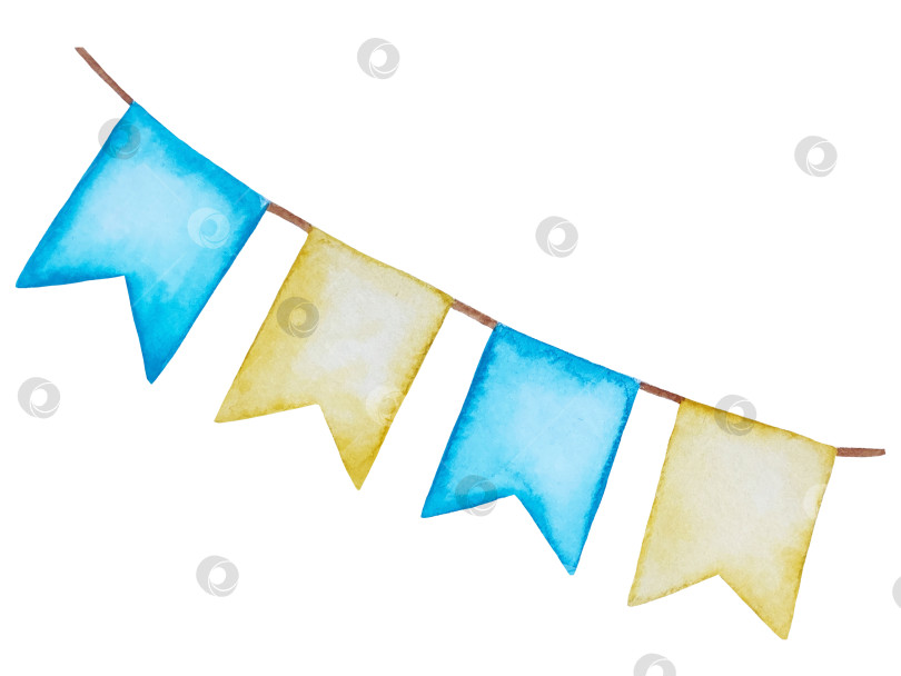 Скачать Набор акварельных иллюстраций для детского праздника с плюшевым мишкой и воздушными шариками для поздравительных открыток на детские праздники, приглашений на детские дни рождения, веб-сайта и упаковки. фотосток Ozero