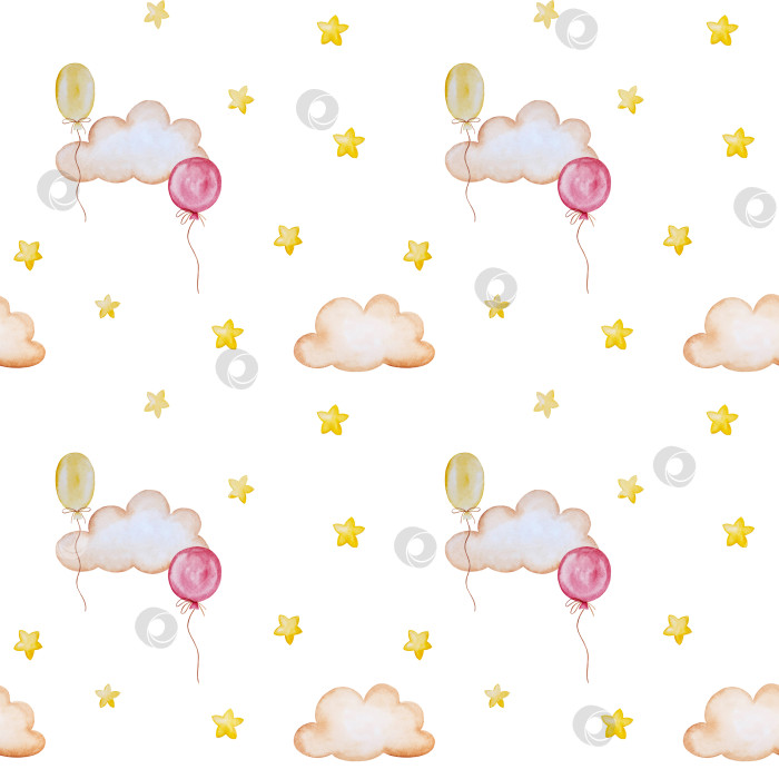 Скачать Набор акварельных иллюстраций для детского праздника с плюшевым мишкой и воздушными шариками для поздравительных открыток на детские праздники, приглашений на детские дни рождения, веб-сайта и упаковки. фотосток Ozero