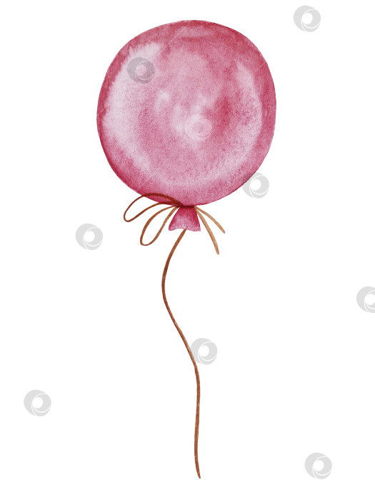 Скачать Набор акварельных иллюстраций для детского праздника с плюшевым мишкой и воздушными шариками для поздравительных открыток на детские праздники, приглашений на детские дни рождения, веб-сайта и упаковки. фотосток Ozero