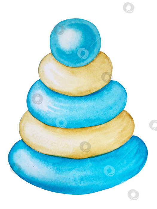 Скачать Набор акварельных иллюстраций для детского праздника с плюшевым мишкой и воздушными шариками для поздравительных открыток на детские праздники, приглашений на детские дни рождения, веб-сайта и упаковки. фотосток Ozero