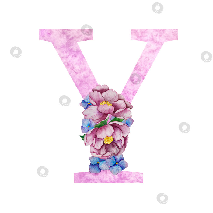 Скачать Цветочный алфавит, набор букв с акварельными цветами и листьями. Монограммы-инициалы идеально подходят для свадебных приглашений, поздравительных открыток, логотипов, плакатов и другого дизайна. Ручная роспись. фотосток Ozero