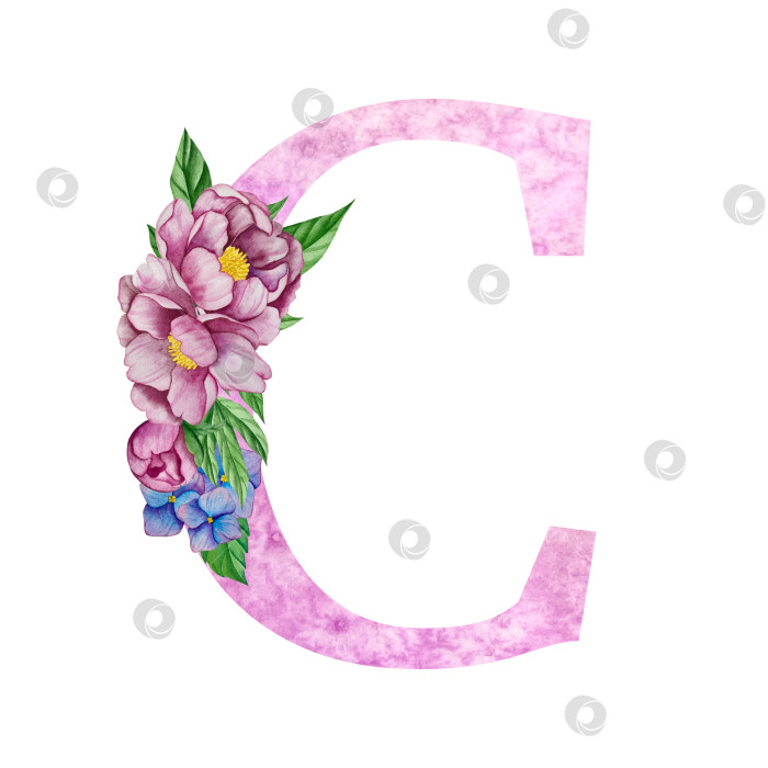 Скачать Цветочный алфавит, набор букв с акварельными цветами и листьями. Монограммы-инициалы идеально подходят для свадебных приглашений, поздравительных открыток, логотипов, плакатов и другого дизайна. Ручная роспись. фотосток Ozero