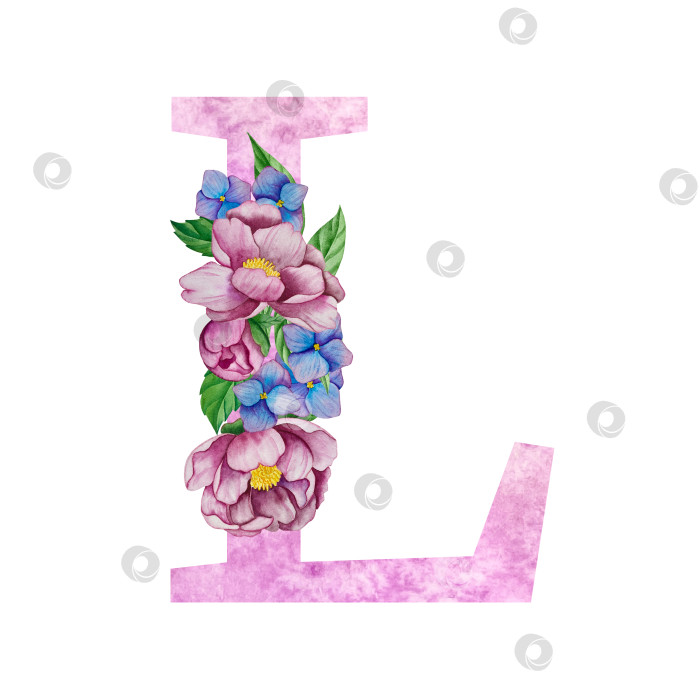 Скачать Цветочный алфавит, набор букв с акварельными цветами и листьями. Монограммы-инициалы идеально подходят для свадебных приглашений, поздравительных открыток, логотипов, плакатов и другого дизайна. Ручная роспись. фотосток Ozero