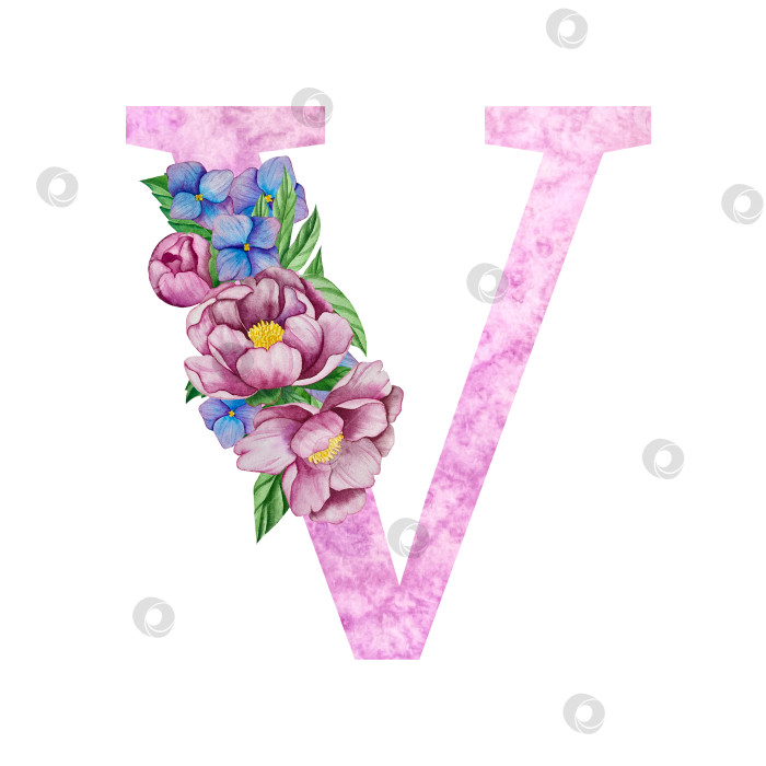 Скачать Цветочный алфавит, набор букв с акварельными цветами и листьями. Монограммы-инициалы идеально подходят для свадебных приглашений, поздравительных открыток, логотипов, плакатов и другого дизайна. Ручная роспись. фотосток Ozero