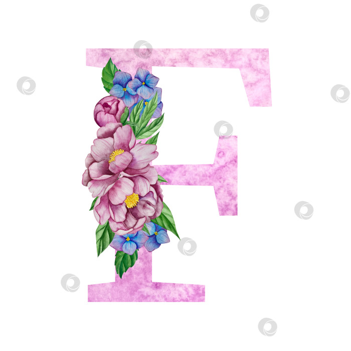 Скачать Цветочный алфавит, набор букв с акварельными цветами и листьями. Монограммы-инициалы идеально подходят для свадебных приглашений, поздравительных открыток, логотипов, плакатов и другого дизайна. Ручная роспись. фотосток Ozero